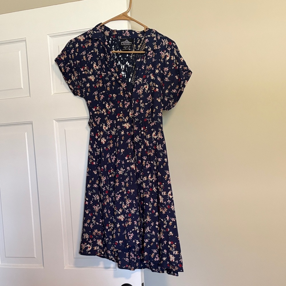Angie Dark Blue Floral Mini Dress